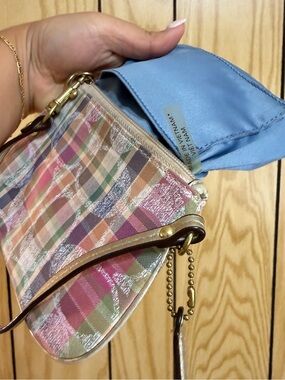 Vintage Coach Plaid Wristlet + Kiss-Lock Wallet - Gem